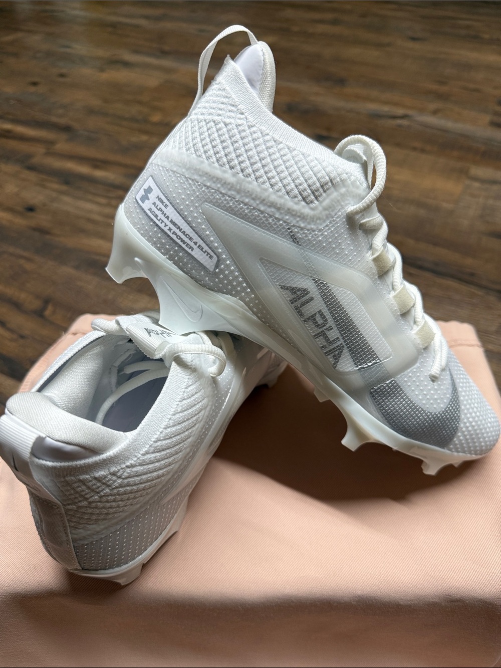 Nike Alpha Menace 4 Elite "White/Metallic Silver" Men's Football Cleat